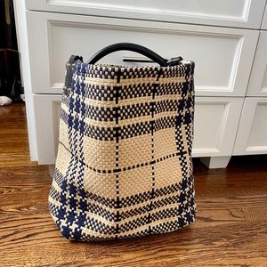 Balenciaga Navy Chunky Woven Beige Cotton Hobo Bag